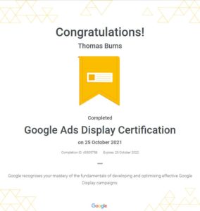 Google Ads Display Certification - 5oclock Marketing