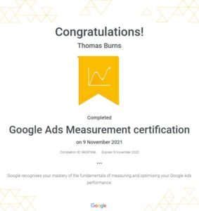 Google Ads Measurement Certification - 5oclock Marketing