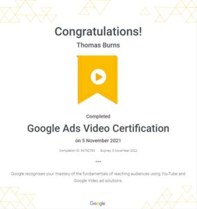 Google Ads Video Certification - 5oclock Marketing