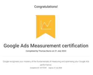 Google Ads Measurement Certification - 5oclock Marketing