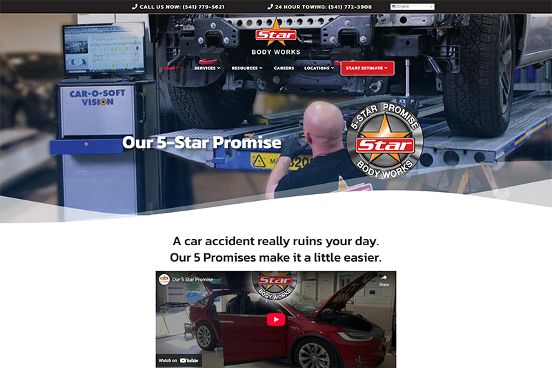 Star Body Works 5-Star Promise Landing Page